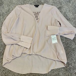 NWT Trouve Long Sleeve in BLUSH color Wrap Blouse